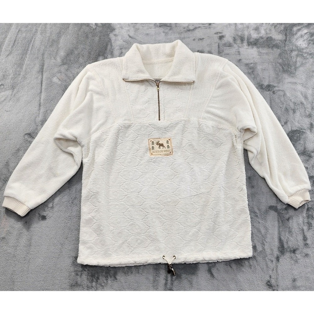 Vintage Jarray Sportswear Sweater Womens 3/L-XL White Quarter Zip Pullover Cabin